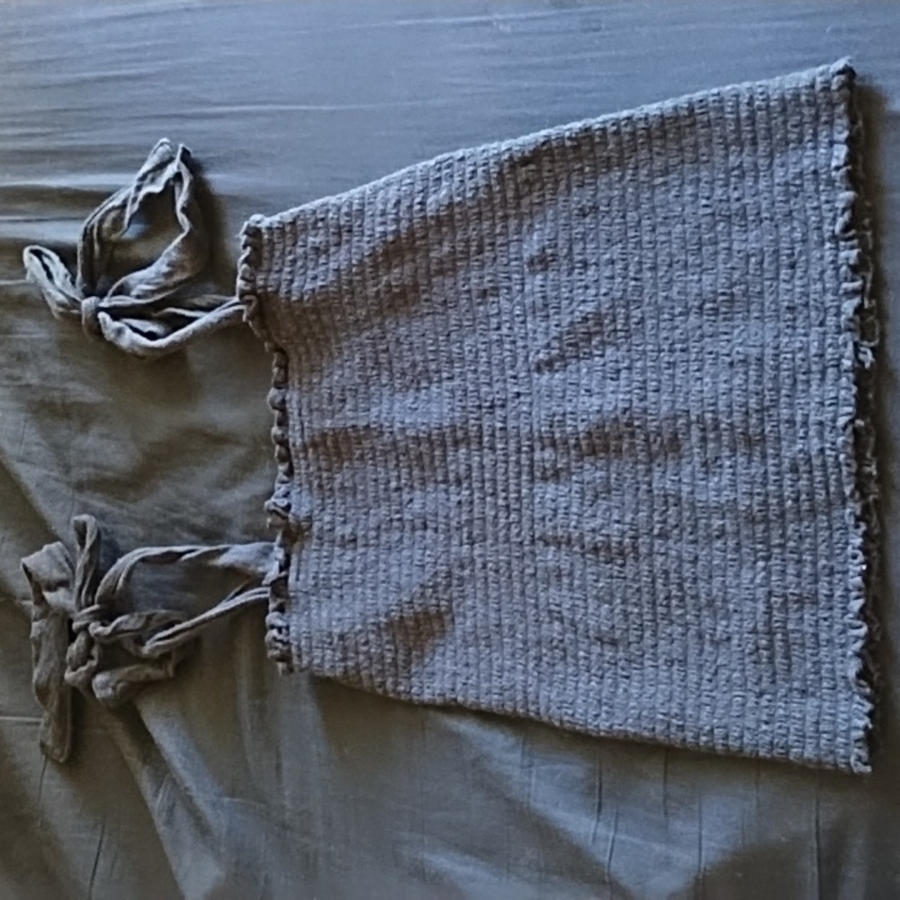 Nation Smocked Crop Top Size Small Square Neck Adjustable Self Tie Straps